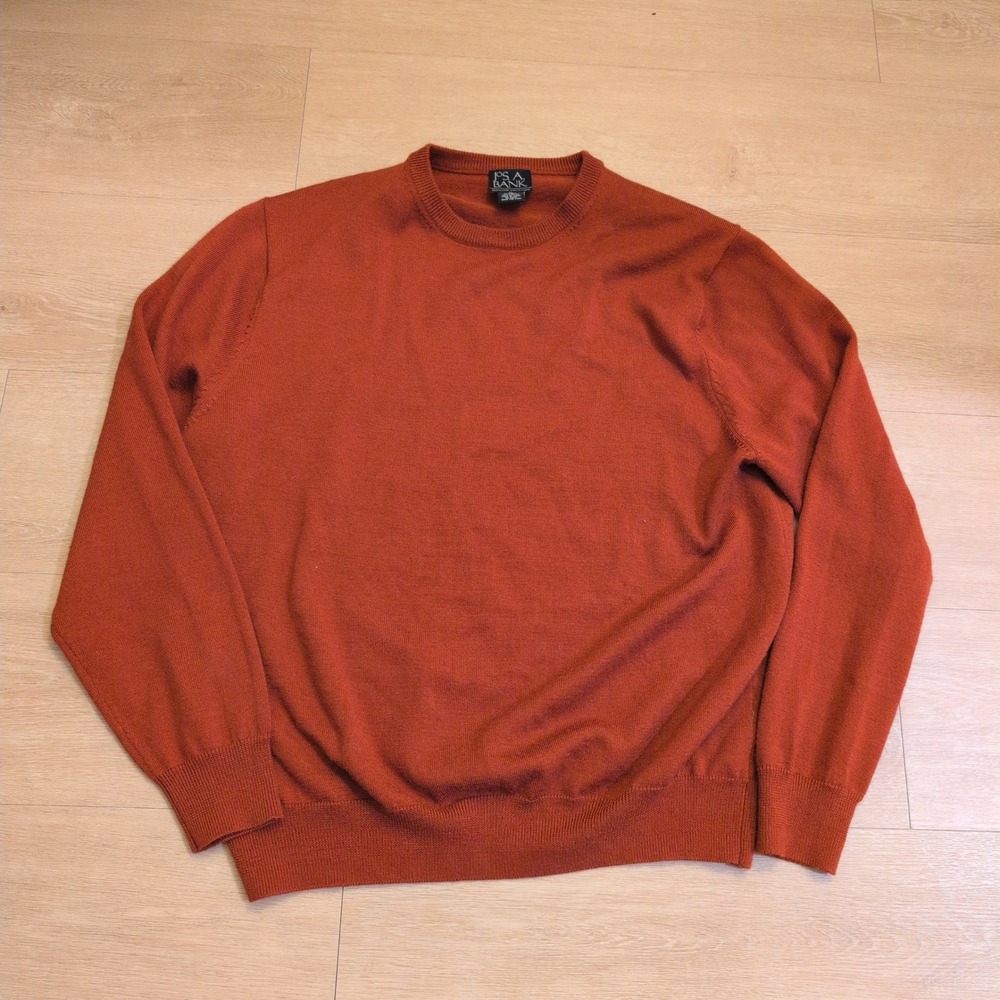 Jos. A. Bank Men Medium Executive Collection Rust Orange Wool Crewneck Sweater